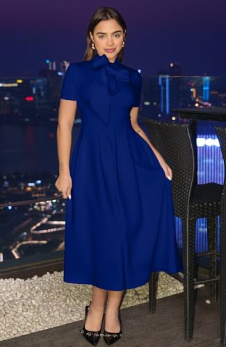 Memoriesea Elegant Casual Women's Work Party A-Line Dress with Pockets Sleeveless