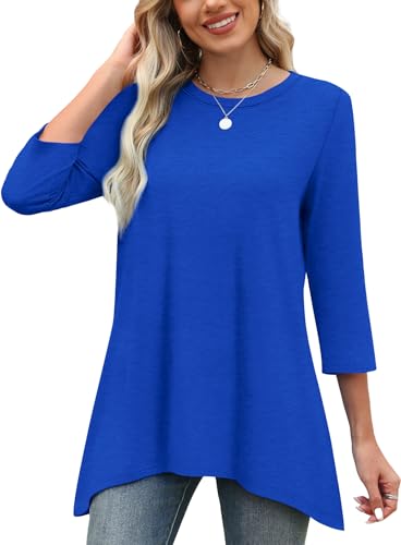 OFEEFAN Women Dressy Tunic Tops Loose Fit 3/4 Length Sleeve Asymmetrical Hem S-4XL
OFEEFAN Women Dressy Tunic Tops Loose