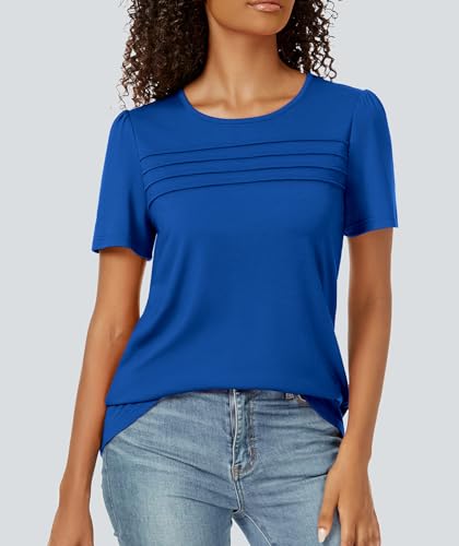 Funlingo Women's Short Sleeve Tops Trendy Casual Summer Blouse
| Funlingo Women's Casual Loose Pleated Front Crewneck T