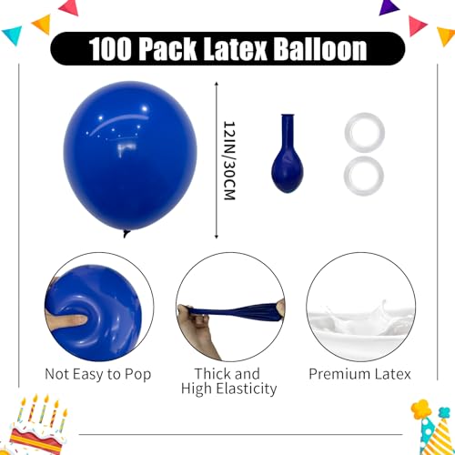 Royal Blue Balloons - 12 Inch 100pcs Latex for Birthday Party - Patriotic Decorations with Ribbons
Royal Blue Balloons -