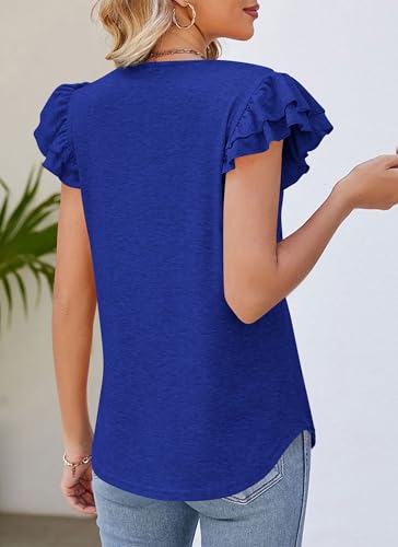 PrettyGarden Summer Tops for Women Trendy Fashion Clothes
| PrettyGarden Summer Casual Ruffle V Neck Short Sleeve Shirt