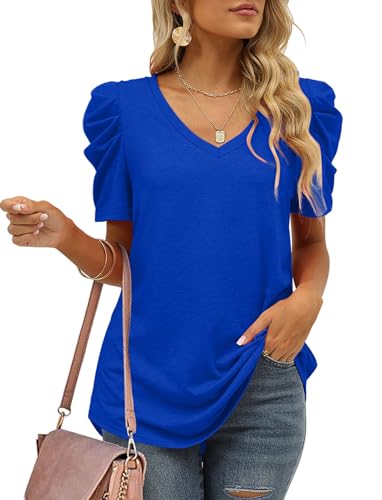 Xieerduo Women Summer V Neck Casual T-Shirts for Women XS-3XL
| Xieerduo Women's Puff Sleeve Summer Tops Solid Color Ca