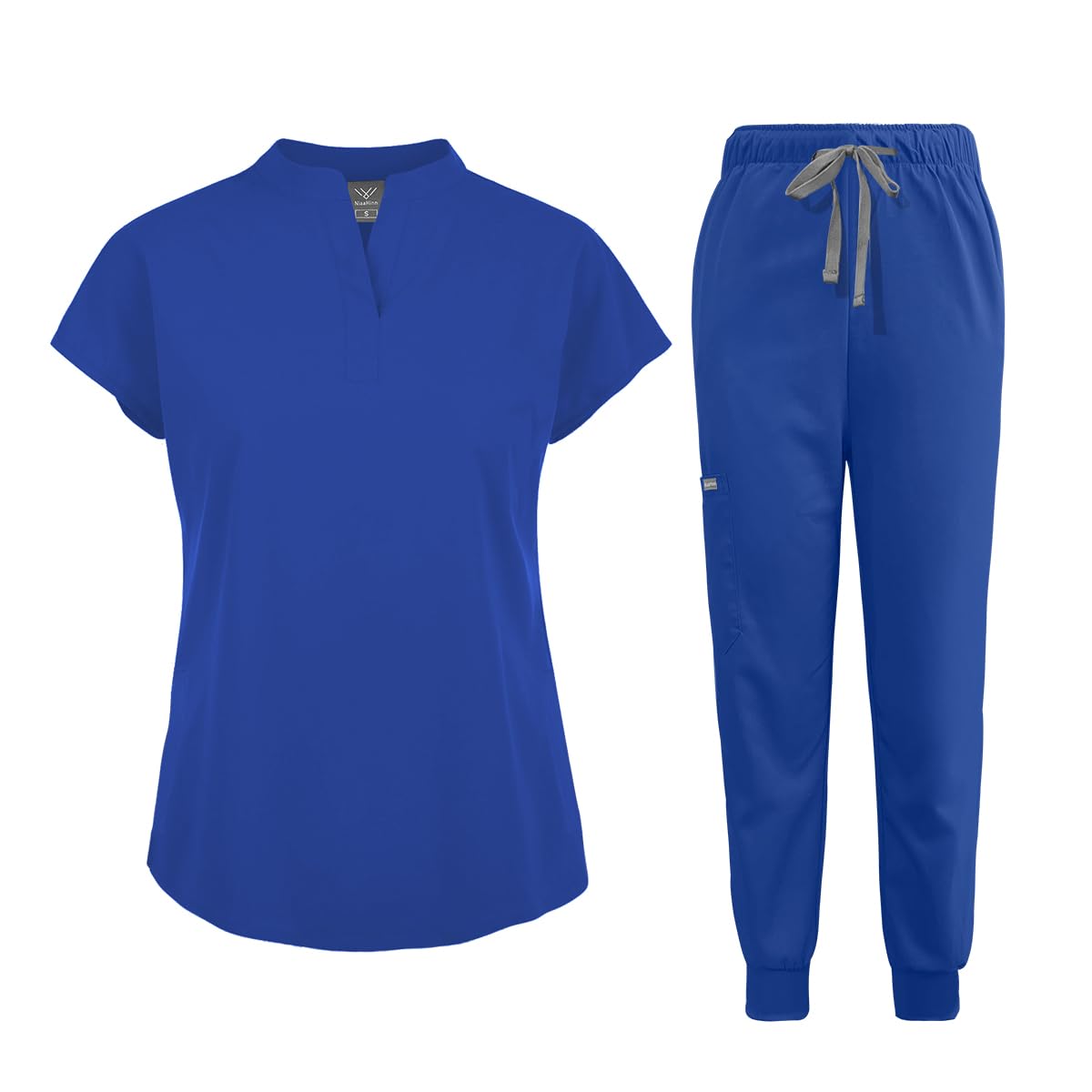 Niaahinn Scrubs Set for Women Nurse Uniform Jogger Suit Stretch Top & Pants with Multi Pocket for Nurse Esthetician Work