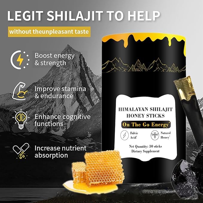 Pure Himalayan Resin Shilajit Honey Sticks, High Potency Herbal Blend for Energy Boost & Immune Support
| Shilajit Hone
