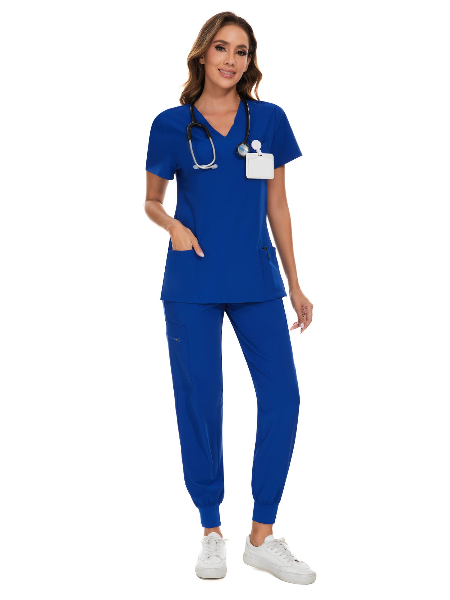 COZYFIT Recycled Scrubs for Women - Stretch V-Neck Top & Jogger Pants with 8 Pockets
COZYFIT Eco-Friendly Scrubs for Nur