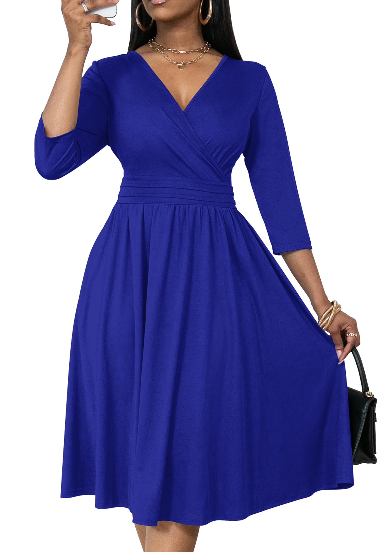 Women's Nmoder Wrap Dress for Church and Wedding Occasions
| A-Line V Neck 3/4 Sleeve Nmoder Women's Dress Suitable for