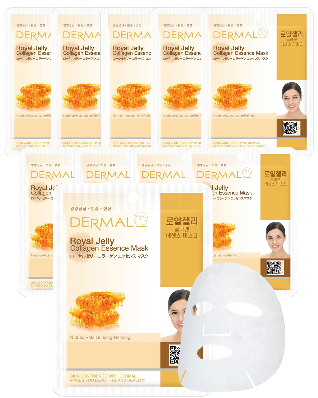 Dermal Royal Jelly Collagen Essence Korean Facial Mask - Intensive Moisture Therapy for Stress-Relief and Skin Elasticit