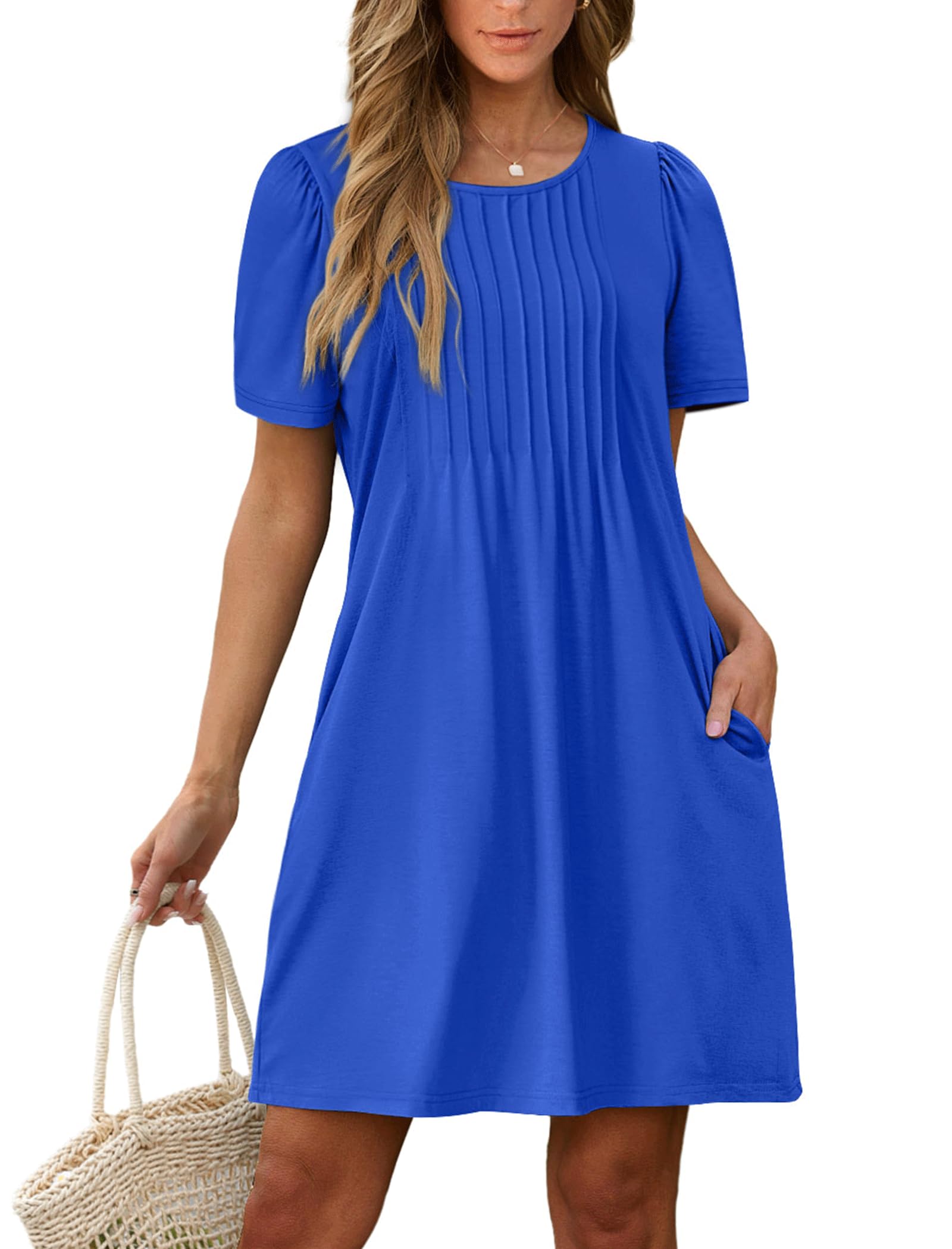SAMPEEL Women's Pleated Front Summer Dresses for Casual Wear Pocketed Beach Cover-Up
| SAMPEEL Women's Pleated Front Ca