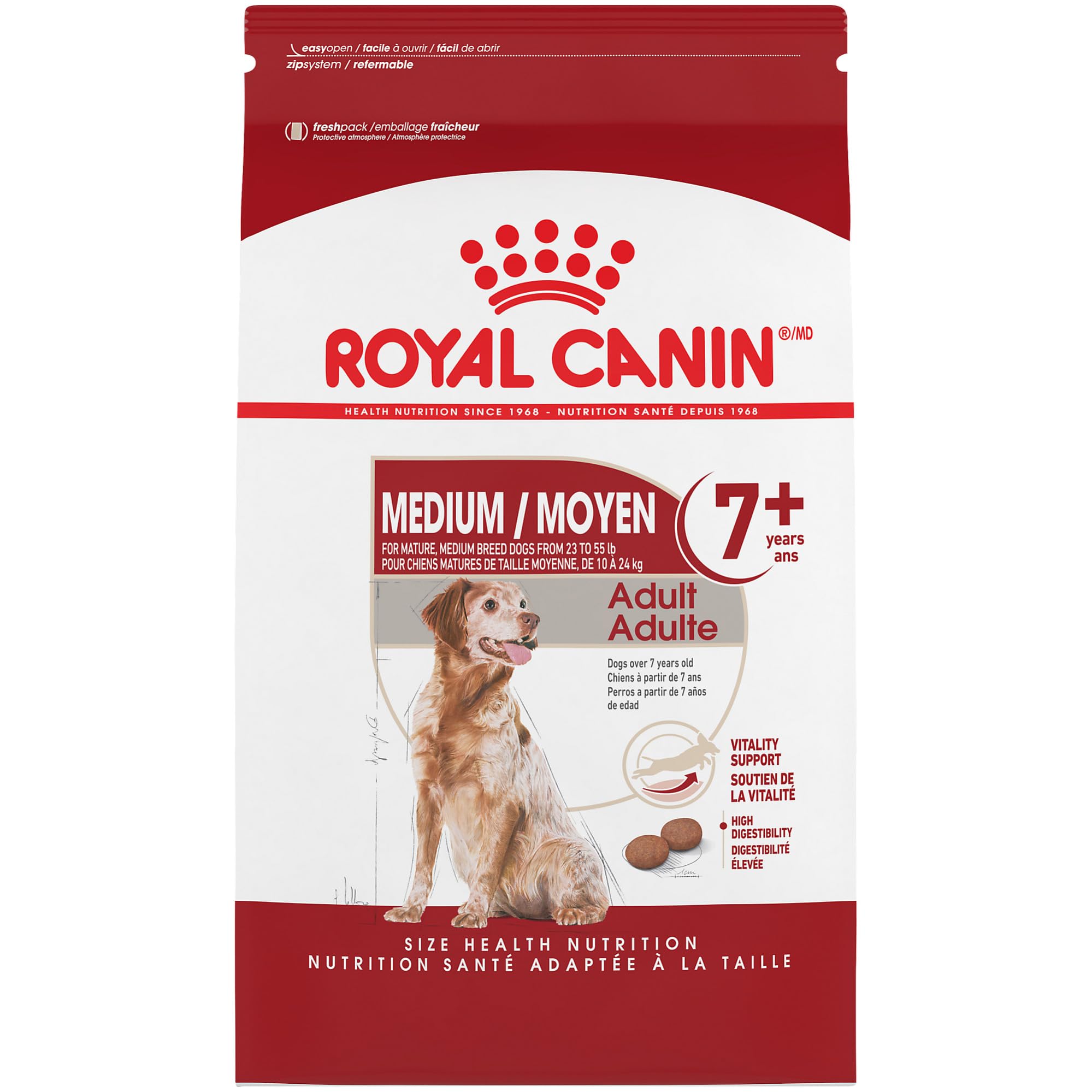 Royal Canin Size Health Nutrition Medium Adult Dry Dog Food for 7+ Pounds, Best for Active Medium Dogs at Home and Durin