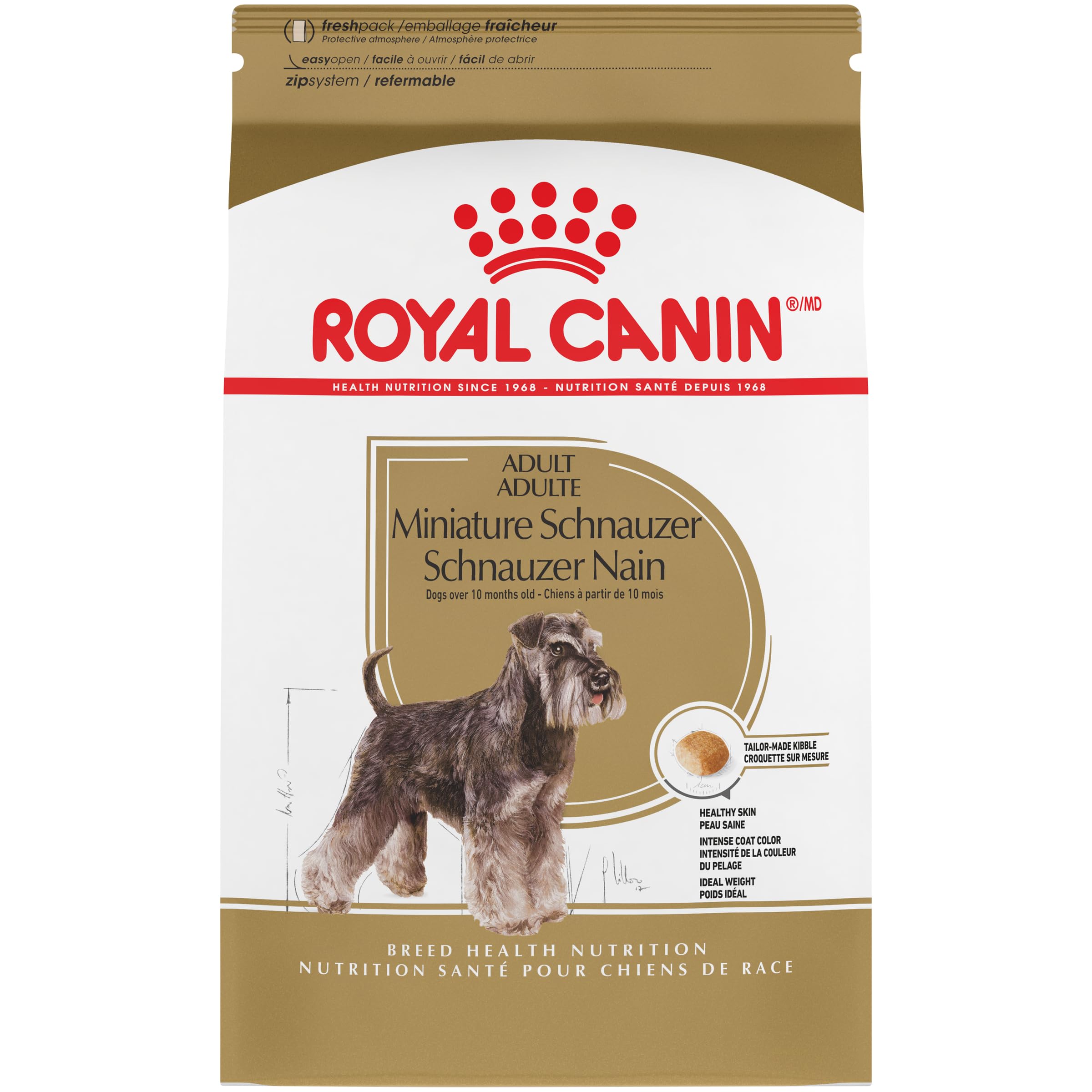 Royal Canin Miniature Schnauzer Adult Dry Dog Food for Small Dogs, Healthy Skin and Coat, 10 lb Bag